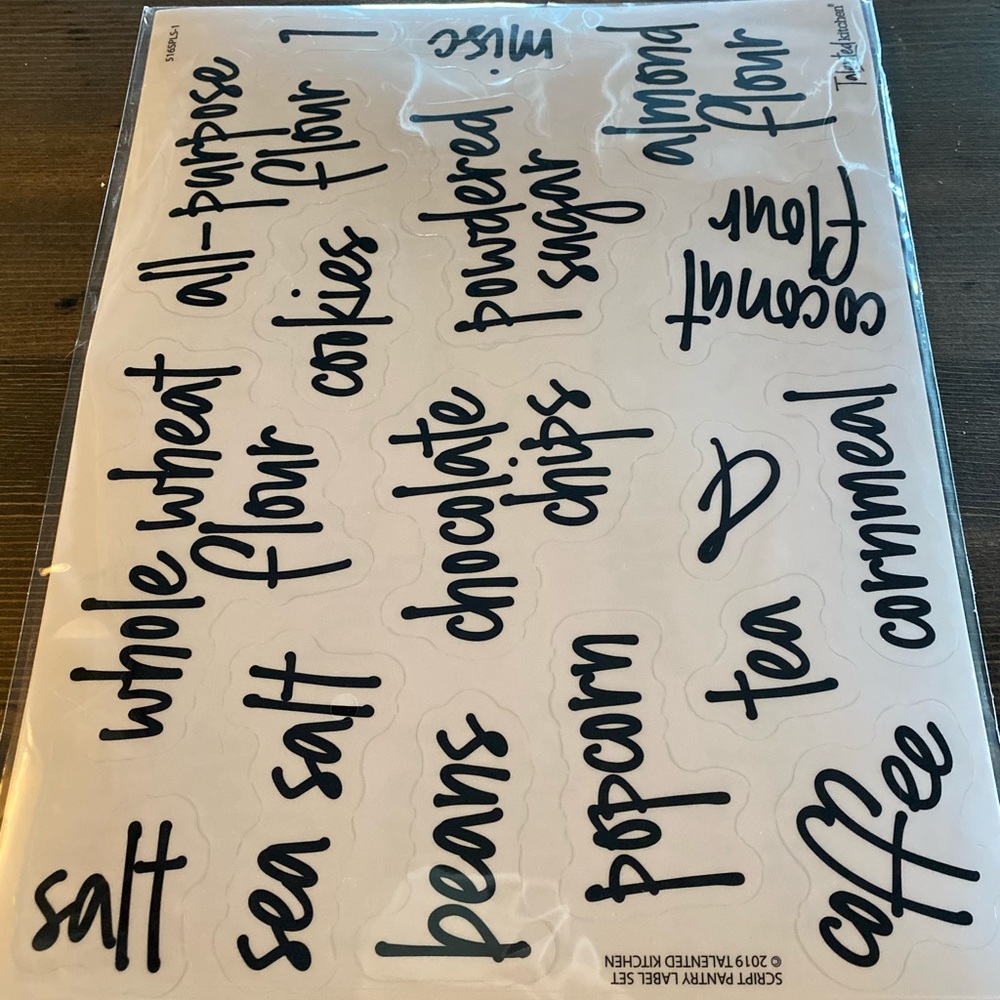 NWT Script pantry labels set